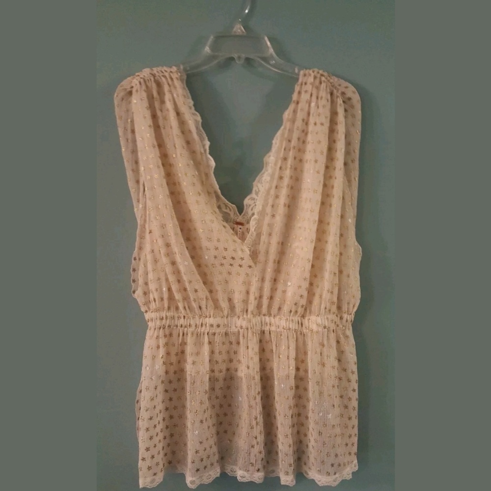Free People Gold Foil Star Print Blouse